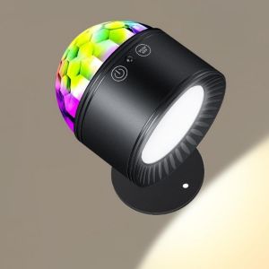 Applique Murale Sans Fil Int&eacute;rieur,Lampe Murale Rechargeable Avec Double T&ecirc;te,Rgb Et 3 Temp&eacute;ratures De Couleur,Tactile Et T&eacute;l&eacute;commande,Rotative &Agrave; 360&deg; Pour Chambre &Agrave; Coucher Salon Escalier Couloir - Neuf