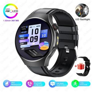 2025 Pour Huawei Montre 5 Montre Intelligente Hommes Lampe De Poche Led Gps Montre De Sport 390*390 Hd Amoled Fr&eacute;quence Cardiaque Bluetooth Appel Smartwatch.Black Belt. - Neuf