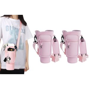 Lot De 2 Sacs De Transport Pour Bouteilles D'eau De 1,2 L (40 Oz) Avec Bandouli&egrave;re R&eacute;glable Et Pochette Pour T&eacute;l&eacute;phone. - Neuf