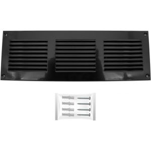 Grille Aeration Noir 300x100mm avec Moustiquaire ¿ Evacuation Caches Tuyau Ventilateur ¿ d'Extraction Ventialtion ¿ Exterieur Interieur ¿ Gaine Cache Extracteur d'air VMC ¿ Climatiseur Seche - Neuf