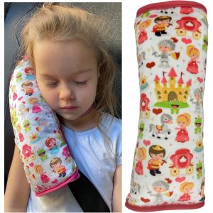 ERYI-Dino Oreiller De Voiture Pour Enfants - Lavable En Machine - Doudou Doux - Oreiller De Ceinture De Voiture De Haute Qualité, Housse De Ceinture (Princesse) - Neuf