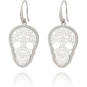 Chenquansarl-Boucles D'oreilles Pendantes En Forme De T&ecirc;te De Mort Pour Femme - Hypoallerg&eacute;nique - Dor&eacute; - Avec Cristal - Cadeau D'halloween - Neuf
