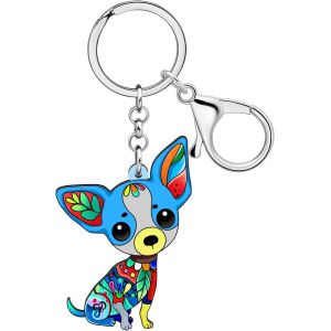Kal-Acrylique Chihuahua Chien Porte-Clés Chiot Animaux Bijoux Pour Femmes Filles Enfants Amoureux Chiens Cadeaux Voiture Portefeuille Porte Clef Accessoires - Neuf