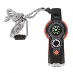 7 En 1 Urgence Led Lumière Thermomètre Boussole Multi Fonction Sifflet Pour Randonnée Escalade Orange-Saoz - Neuf