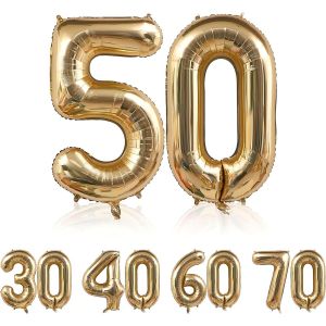 Ballons Anniversaire 50 Ans-107Cm Ballon G&eacute;ant En Aluminium Num&eacute;ro 50-Couleur Or Vole Avec De L`H&eacute;lium Ballons 50 Ans Anniversaire -42 Zoll -&Eacute;paissi Et R&eacute;utilisable Pour Le 50 E F&ecirc;te D'Anniversaire - Neuf