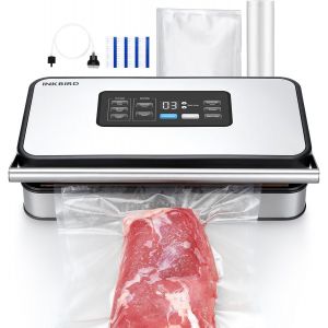 Ulteronixshop-INKBIRD Machine Sous Vide Professionnelle pour Alimentaire, Double Pompe, Automatique, Modes Sec/Humide/Liquides, 20L/min, 160 Watts, Silencieuse, Coupeur Int&eacute;gr&eacute; et Rangement, Sacs et Rouleaux Inclus - Neuf