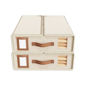 Ensemble De Rangement Pliable Pour Draps Beiges - Lot De 2 - Neuf