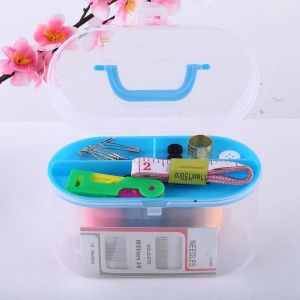 10pcs / bo&icirc;te Grande bo&icirc;te &agrave; coudre Enfile-aiguille Ruban &agrave; mesurer Ciseaux d&eacute; &agrave; coudre Kit outil (bleu) - Neuf