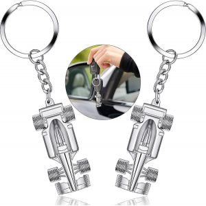 2 Pièces Acsergery Cadeau Argent Course Voiture Porte-Clés Voiture Modèle Porte-Clés Racing - Neuf