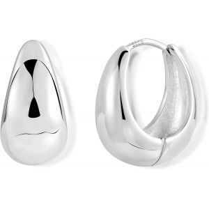 Ershi-Boucles D'oreilles Créoles En Argent 925, Créoles Épais Petit Grand, Boucles D'oreilles Huggie, Chunky, Hypoallergénique, Pl[404] - Neuf