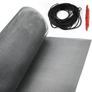 Rouleau Moustiquaire, 500x150cm Toile Moustiquaire Fibre de Verre, Moustiquaire au Metre, Filet Anti Moustiques pour Fenêtre, Découpable, Indéchirable, With 16m Leather Strip + Pressure Wheel - Neuf