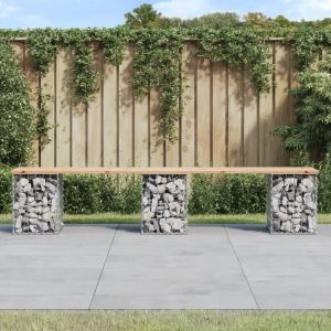 Prolenta Premium - Banc De Jardin Design De Gabion 203x31x42 Cm Bois Massif De Pin - Neuf