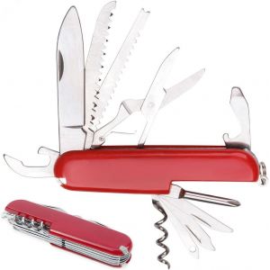 9 * 2.4 * 1.4cm Multifonction Couteau Suisse De Poche Suisse,L&eacute;ger,Multitool,11 Fonctions,Tire Bouchon,Grand Lame,Ouvre Boite (Rouge) - Neuf