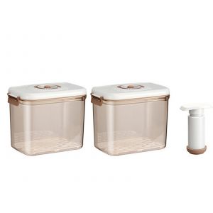 Lot De 2 Bo&icirc;tes De Conservation Sous Vide De 2,7 L Avec Couvercle Et Pompe - Neuf
