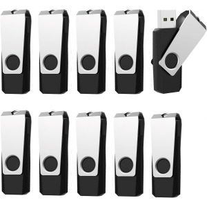 Lot De 10 Cl&eacute;s Usb 4 Go 2.0, Clef Usb 4Go Pivotante Disque U M&eacute;moire De Stockage Externe Flash Drive Pendrive (Noir) - Neuf
