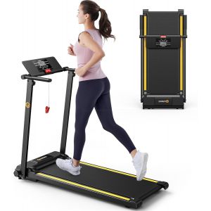 Checarzhn--No1-Tapis De Course Pliable Électrique, Tapis De Marche 1-10km/H Écran Lcd Avec Support 16 Pouces, 12 Programmes Hiit,Silencieux & Gain De Place, Walking Pad Pliable Portable - Neuf
