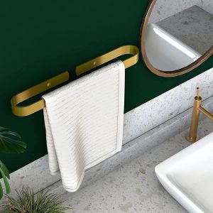 Porte-Serviettes De Salle De Bain,Sans Perçage,Règle De Serviette Autocollante,Porte-Serviettes En Aluminium,Anneau Porte-Serviettes Pour Cuisine,Salle De Bain,Balcon,40 Cm,Doré - Neuf