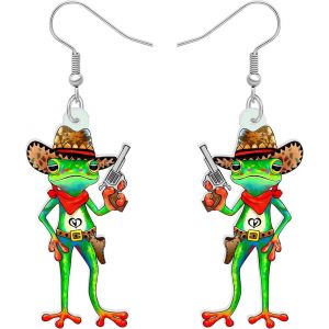 Kal-Acrylique Cute Guitare Grenouille Boucles D'oreilles Pendentif De Bijoux Pour Les Femme Filles Cadeaux Uniques - Neuf