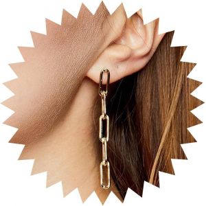 Kal-Boucles D'oreilles Chaine De Maillons Boucles D'oreilles Chaine De Trombones Boucles D'oreilles Chunky Chaine Punk Boucles D'oreilles Chaine Dangle Stud Bijoux Pour Femmes Et Filles - Neuf
