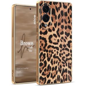 LORANKA-Coque pour Samsung Galaxy S25 Edge, &Eacute;tui Ultra-Mince et Antichoc &agrave; Mode L&eacute;opard Marron Mignon, Housse Compatible avec la Recharge sans Fil, Cadeau pour Filles. L&eacute;opard - Neuf