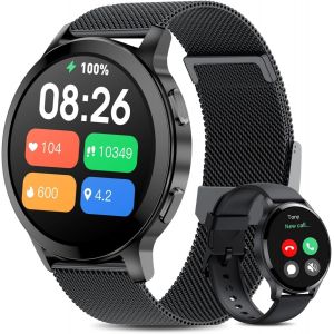 Montre Connect&eacute;e Homme Femme Avec Appel Bluetooth, 1.5"" Hd Smartwatch Sport Etanche Ip68, 100 Modes Sportifs Avec Cardiofrequencemetre Moniteur De Sommeil Pour Android Ios (Noir/M&eacute;tal, 1.5"") - Neuf