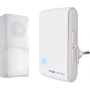 KALANKA-- CSF0078 - Carillon Sans Fil Sans Pile Enfichable - Sonnette Longue Port&eacute;e 100 m - 25 M&eacute;lodies - Bouton Poussoir, Visserie et Notice - EcoBell 100 - Neuf