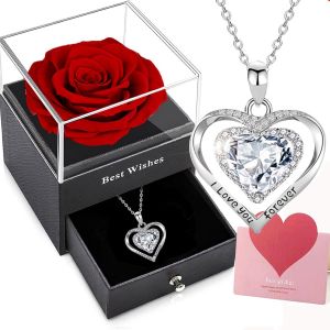 Rose Éternelle Naturelle Préservative, Rose Stabilisée, Vraie Boîte, Fleurs Conservées, Femme Cadeau Pour Elle Pour La Fête Des Mères, Anniversaire, Saint-Valentin, Cadeau Pour Petite Amie, Femme - Neuf