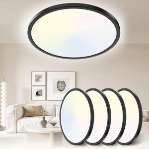 Kal-30cm Plafonnier Led 24w 3200lm 6000k,4000k,3000k, Ip54 Etanche Plafonnier Salle De Bain, Lampe De Plafond Rond, Luminaire Plafonnier Moderne Pour Chambre À Coucher Salon Cuisine Bureau Balcon - Neuf
