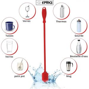 Goupillon Bouteille Silicone Géant Xxl | Lave Bouteille | Ecouvillon Gourde | L32 Cm | Brosse De Nettoyage | Brosse Nettoyage Vaisselle | Carafe | Bottle Brush | Thermos (Rouge) - Neuf