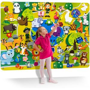 Eryi-Tableau En Feutre Zoo Pour Enfants De 3 À 5 Ans - Lot De 70 Planches En Feutre Double Epaisseur Avec Grand Format 104x76 Cm - Panneau D'activités Mural En Feutre Durable Pour Enfants 2 4 Ans - Neuf