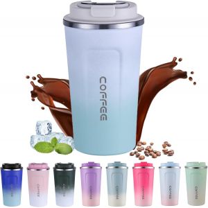 ERYI-Thermos Café,510Ml Mug Isotherme Cafe,Tasse À Café Avec Couvercle, Étanche,Tasse Thermos Isolée Sous Vide À Double Paroi En Acier Inoxydable,Café À Emporter - Neuf