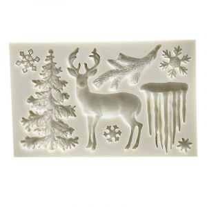 1pc thème de Noël Moule en silicone Elk flocon de neige arbre de Noël cerf fondant dessert bonbons chocolat - Neuf
