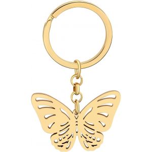 Kal-Porte-Cl&eacute;s Papillon En Acier Inoxydable Pendentif Porte-Cl&eacute;s Papillon Cadeaux Pour Femme Filles Cha&icirc;ne De Cl&eacute;s Porte-Monnaie De Voiture Charms - Neuf