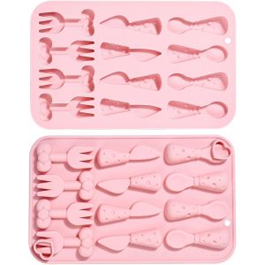 Kalanka-Lot De 2 Moules En Silicone Réutilisables En Forme De Cuillère, Fourchette, Couteau, Chocolat Pour Fondant, Glaçons, Bonbons, Biscuits - Neuf