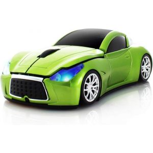 2.4GHz 3D souris sans fil forme voiture de sport USB 1600 DPI souris optique ergonomique sans fil avec phare adapté pour ordinateur portable - Neuf