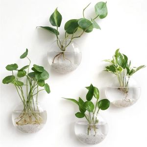 Terrarium Mural En Verre Suspendu,Jardinière Hydroponique À Arrosage Automatique Pour La Décoration De La Maison Et Du Bureau,Vase Rond En Cristal Fait À La Main,Paquet De 2/4/6.4Pcs. - Neuf