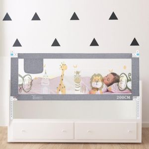 Barri&egrave;re De Lit B&eacute;b&eacute; Et Enfant 200cm, Barriere De Securite Enfant Lit Avec &Eacute;l&eacute;vation Verticale Et Double Verrouillage, Protection Lit Enfant (1 C&ocirc;t&eacute;) - Neuf