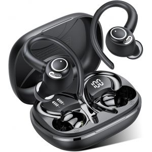 KAL-Ecouteurs Bluetooth Sans Fil Sport, 2025 Headphones 5.4 Hifi Stéréo, Ecouteurs Sans Fil Avec Enc Mic, Ecouteur Pour Courir, Ip7 Étanche Écouteur, 40H, Oreillette Sans Fil, Casque Écran Led, Noir - Neuf