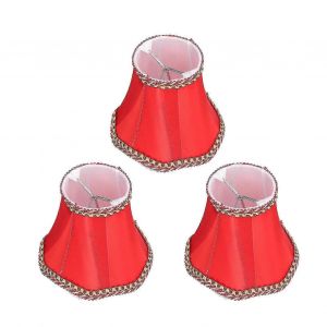 3pcs E14 Tissu Lampe Abat-Jour Moderne Clipon Pour Maison Bougie Murale Lampes Lustre Rouge - Neuf
