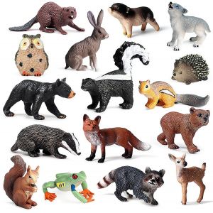 Sansh-Lot De 16 Figurines Miniatures D'animaux De La Forêt Et Du Safari, Figurines Décoratives, Hibou, Hérisson, Renard, Écureuil, Ours, Singes Pour Gâteau - Neuf
