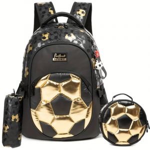 Ensemble 3 Sacs &Agrave; Dos Football Gar&ccedil;on Avec Sac &Agrave; Main & Trousse &iquest; Rentr&eacute;e Scolaire - Neuf