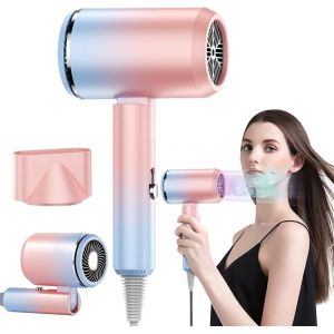 KALANKA-Seche Cheveux de Voyage Pliable, 1300W Séchoir Cheveux Ionique Hair Dryer avec 3 Niveaux de Température Petit Seche Cheveux Protection Contre la Surchauffe, Seche Cheveux Voyage Séchage Rapid - Neuf
