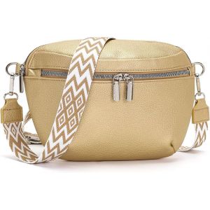 KALANKA-Sac Banane Femme Bandoulière Élégant Cuir Vegan Sacs Bandoulière Homme Sacoche Bandouliere Sac à Main Mode pour Quotidien & Voyage Or Rose - Neuf