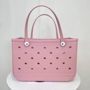 Xl Plage Croc Sac Eva Caoutchouc Étanche Voyage Pique-Nique Panier De Rangement Extra Large Femmes Shopping Sac À Main Sac Gelée Plage Fourre-Tout Sac.Pink.L(35X23X10Cm) - Neuf