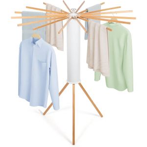 KGABERY-Etendoir Linge Interieur,Séchoir À Rayons En Éventail En Bois,Séchoir À Linge Pliant Pour Le Linge De Petite Taille Terrasse Jardin - Neuf