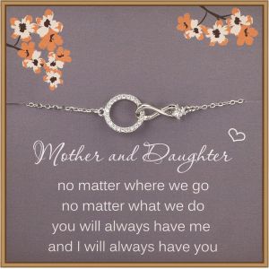 Bracelet Mère Et Fille, Bracelet Infini En Argent Sterling 925 Cz Pour Femme, Cadeau Pour Maman De La Part De Sa Fille, Cadeau D'anniversaire Pour Maman, M, Argent Sterling - Neuf