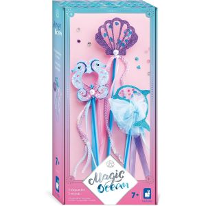 ERYI-- Magic Ocean - 3 Baguettes Sirène À Créer - Activité Manuelle Pour Enfant - Kit De Loisirs Créatifs - Avec Rubans,Perles Et Sequins - Univers De La Magie - Jeu Pour Enfant 3 Ans Et + - J09135 - Neuf