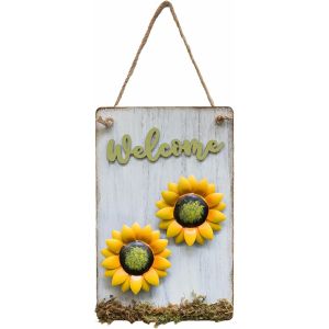 Panneau De Bienvenue En Bois Blanc Avec Corde 11 X 7.1 Inch Panneau D'Entrée Pour Portail De Jardin Décoration Murale Pour L'Intérieur Et L'Extérieur Porte D'Entrée Porche Jardin Bureau - Neuf