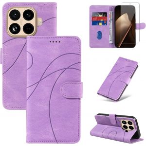 JGD-Coque Compatible avec Xiaomi 15T Pro 5G avec 1 Pi&egrave;ce Protection &Eacute;cran en Verre Tremp&eacute;, Housse PU Cuir &agrave; Rabat Flip, &Eacute;tui Support (Violet) - Neuf