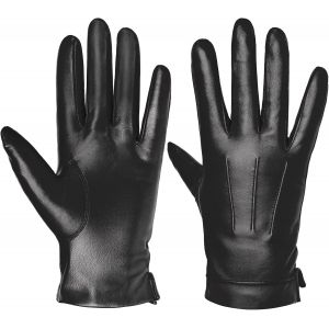 Gants en cuir &agrave; &eacute;cran tactile pour hommes doublure en cachemire gants en cuir de mouton SM052EU - Neuf